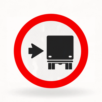 Placa de Trânsito Refletiva – Caminhões, Ônibus e Veículos de Grande Porte Mantenham-se à Direita (R-27)