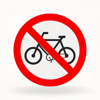 Placa de Trânsito Refletiva – Proibido Trânsito de Bicicletas (R-12)