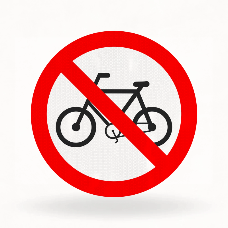 Placa de Trânsito Refletiva – Proibido Trânsito de Bicicletas (R-12)
