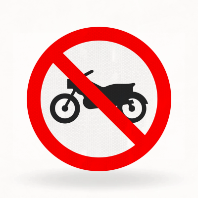 Placa de Trânsito Refletiva – Proibido Trânsito de Motocicletas, Motonetas e Ciclomotores (R-37)