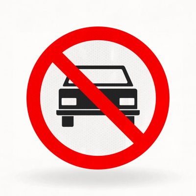 Placa de Trânsito Refletiva – Proibido Trânsito de Veículos Automotores (R-10)