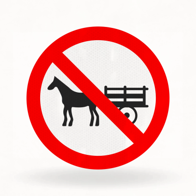 Placa de Trânsito Refletiva – Proibido Trânsito de Veículos de Tração Animal (R-11)
