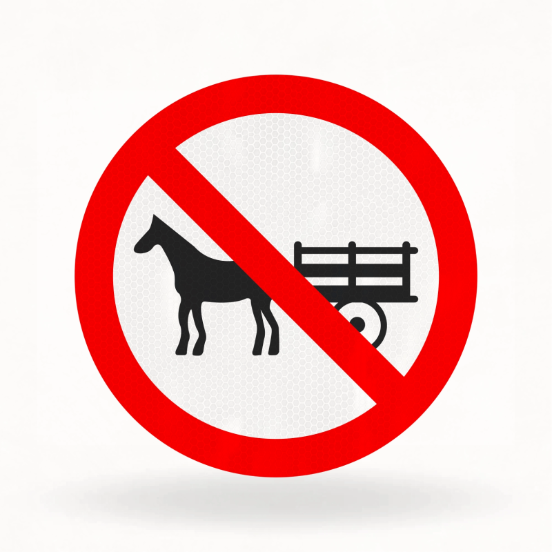 Placa de Trânsito Refletiva – Proibido Trânsito de Veículos de Tração Animal (R-11)