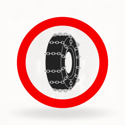 Placa de Trânsito Refletiva – Uso Obrigatório de Correntes (R-22)