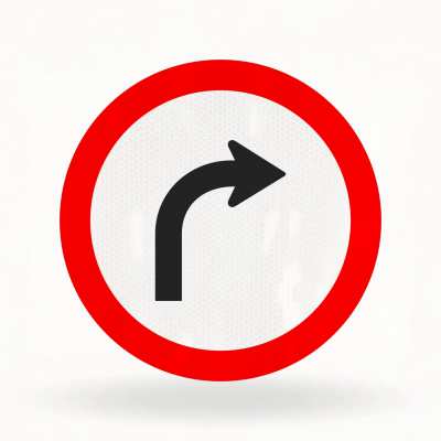 Placa de Trânsito Refletiva – Vire à Direita (R-25b)