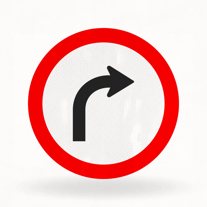 Placa de Trânsito Refletiva – Vire à Direita (R-25b)